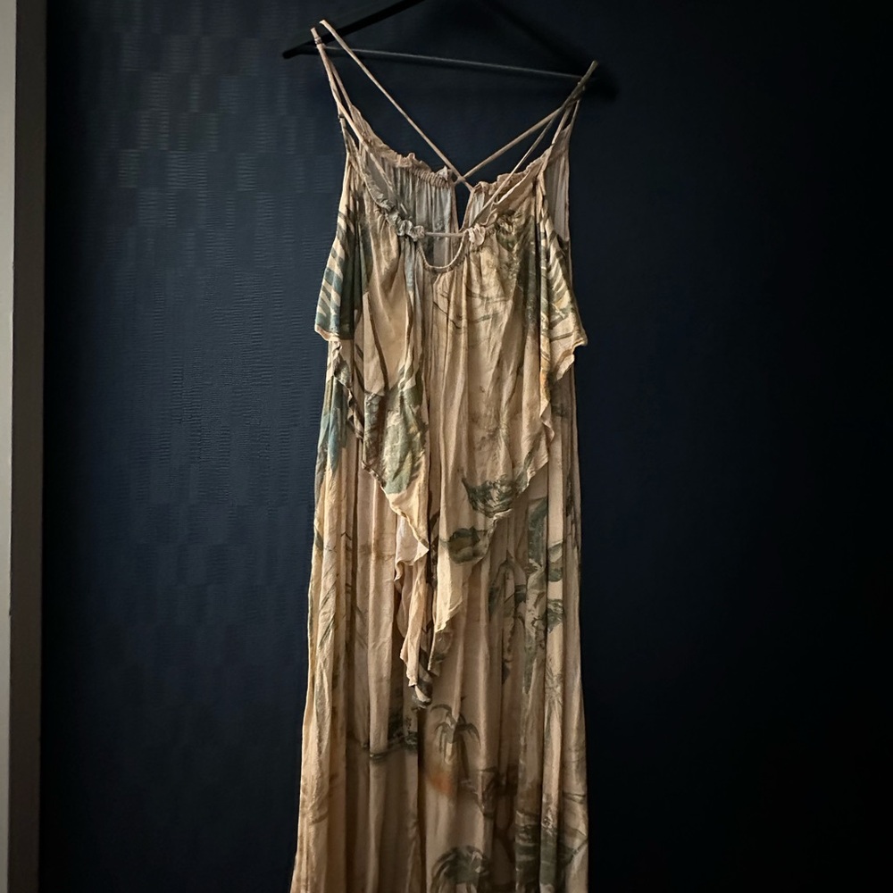 Anthropologie Beige and Olive Floral Maxi Dress - Picture 6 of 6